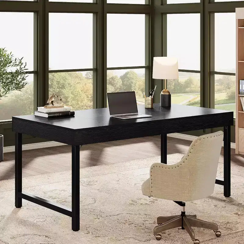 Bureau de direction Lantine 55 pour bureau à domicile, bureau simple pour ordinateur portable avec pieds en métal, table d'écriture, poste de travail professionnel