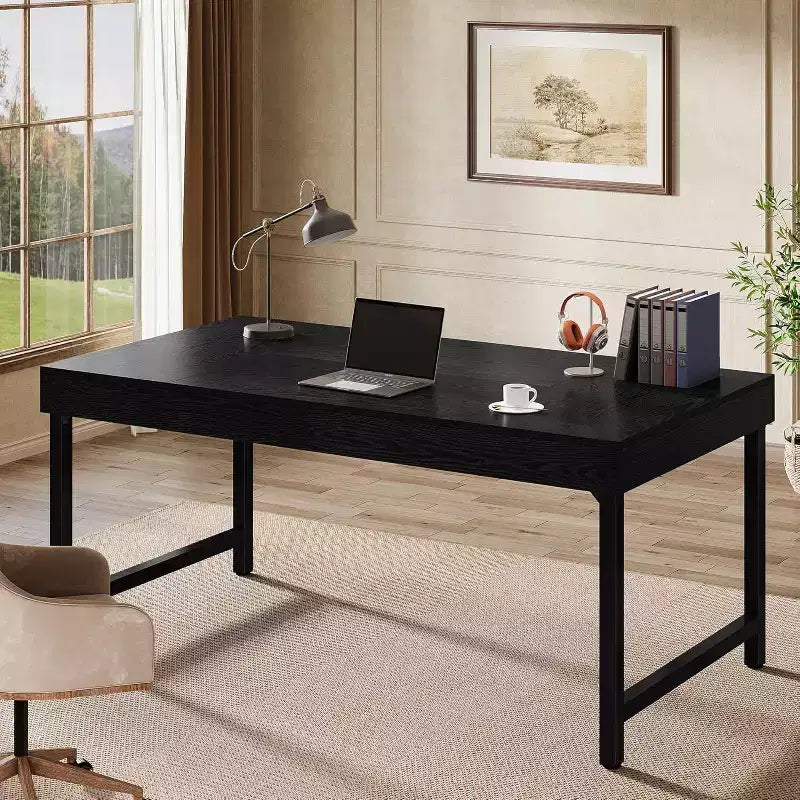 Bureau de direction Lantine 55 pour bureau à domicile, bureau simple pour ordinateur portable avec pieds en métal, table d'écriture, poste de travail professionnel