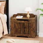 Coffre de rangement en bois de 63 cm, boîte à jouets pour enfants, banc de rangement à couvercle rabattable avec charnière de sécurité, banc de rangement pour entrée, salon, chambre à coucher