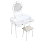 Coiffeuse de luxe Okak avec magnifique miroir et lumières, meuble de rangement avec tiroirs et tabouret, ensemble de coiffeuse princesse pour chambres à coucher