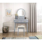 Coiffeuse de luxe Okak avec magnifique miroir et lumières, meuble de rangement avec tiroirs et tabouret, ensemble de coiffeuse princesse pour chambres à coucher