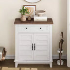 Meuble de rangement rustique avec étagères réglables, organisateur de style fermier avec portes à lattes pour la cuisine et l'entrée