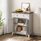 Meuble de rangement rustique avec étagères réglables, organisateur de style fermier avec portes à lattes pour la cuisine et l'entrée