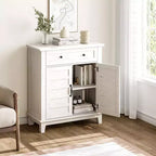Meuble de rangement rustique avec étagères réglables, organisateur de style fermier avec portes à lattes pour la cuisine et l'entrée