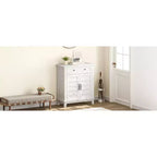 Meuble de rangement rustique avec étagères réglables, organisateur de style fermier avec portes à lattes pour la cuisine et l'entrée