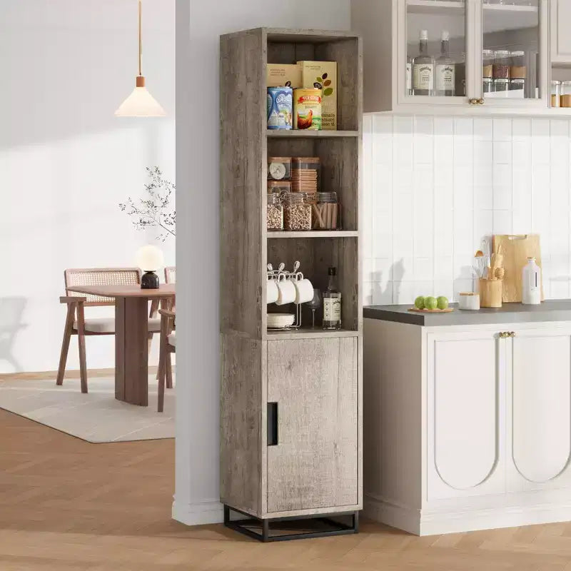 Meuble de salle de bain haut et étroit avec étagère réglable, organiseur de rangement autoportant pour buanderie et salon