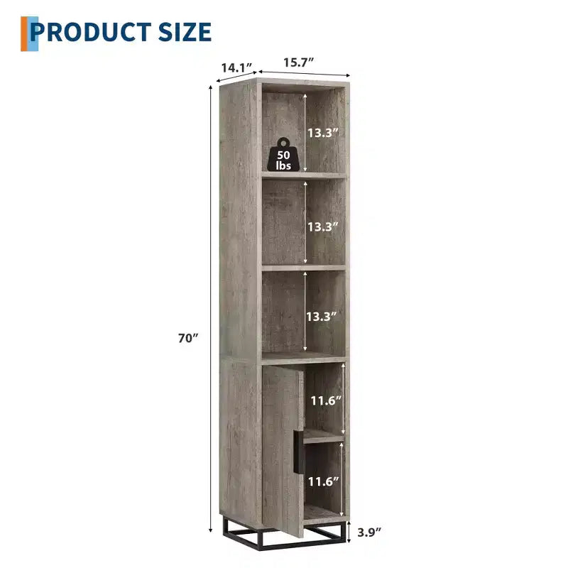 Meuble de salle de bain haut et étroit avec étagère réglable, organiseur de rangement autoportant pour buanderie et salon