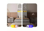 Cadre de lit double moderne, Lit plateforme capitonné confortable avec sommier à lattes en bois, Lumières LED et station de charge, Aucun sommier tapissier requis, Montage facile, Beige