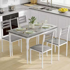 Ensemble de salle à manger 5 pièces pour 4 personnes, ensemble de table de cuisine de 109 cm avec pieds en spirale, table et chaises de cuisine rectangulaires en bois, table de petit-déjeuner peu encombrante