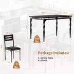 Ensemble de salle à manger 5 pièces pour 4 personnes, ensemble de table de cuisine de 109 cm avec pieds en spirale, table et chaises de cuisine rectangulaires en bois, table de petit-déjeuner peu encombrante