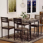 Ensemble de salle à manger 5 pièces pour 4 personnes, ensemble de table de cuisine de 109 cm avec pieds en spirale, table et chaises de cuisine rectangulaires en bois, table de petit-déjeuner peu encombrante