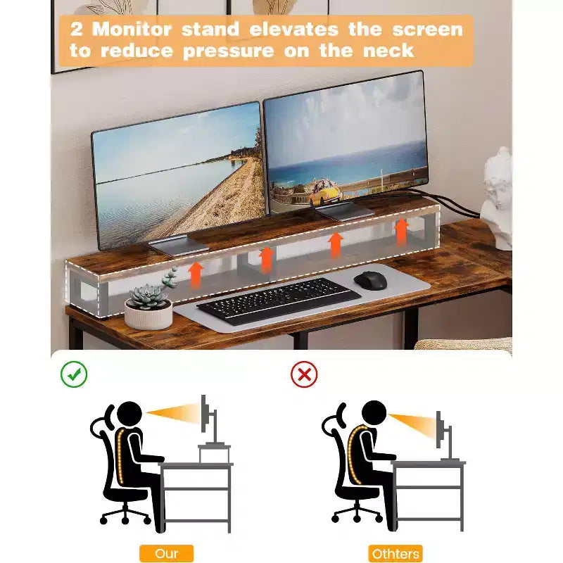 Bureau d'angle en L de 170 cm avec prises électriques et port USB-C, bureau d'ordinateur pour bureau à domicile avec tiroirs et support d'écran mobile pour jeux et écriture