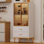 Vitrine cannelée avec porte en verre, meuble de rangement moderne avec 2 tiroirs pour salon et bureau