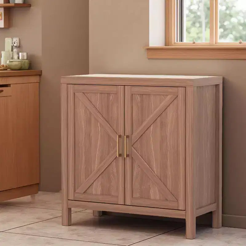Bahut de ferme, Console rustique avec portes en X pour salon et cuisine