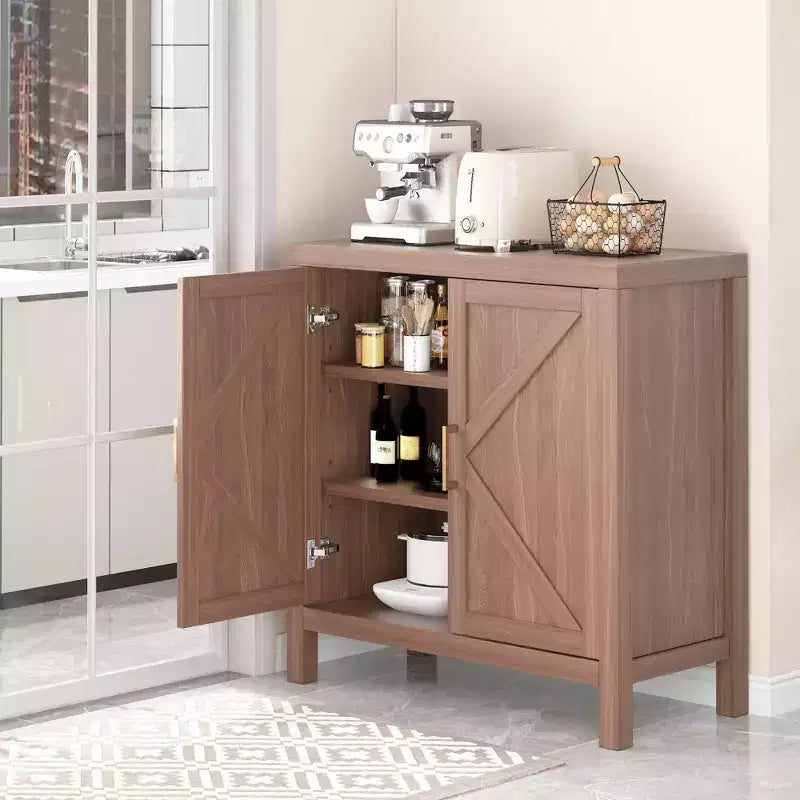Bahut de ferme, Console rustique avec portes en X pour salon et cuisine