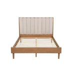 Lit en bois GDFStudio Ophelia Farmhouse avec tête de lit capitonnée