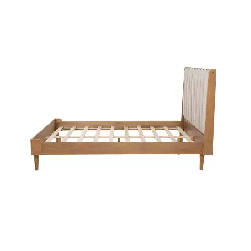 Lit en bois GDFStudio Ophelia Farmhouse avec tête de lit capitonnée