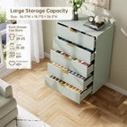 Commode à 5 tiroirs COZONY - 48 pouces, commode moderne haute avec poignées métalliques dorées, panneaux en bois cannelé, dispositif anti-basculement pour chambre, salon, couloir