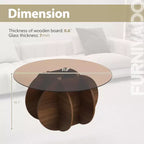 Table basse en verre, table basse ronde avec cadre en métal géométrique, table basse moderne minimaliste pour la décoration