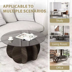 Table basse en verre, table basse ronde avec cadre en métal géométrique, table basse moderne minimaliste pour la décoration