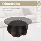 Table basse en verre, table basse ronde avec cadre en métal géométrique, table basse moderne minimaliste pour la décoration