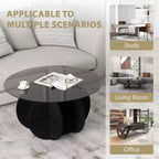 Table basse en verre, table basse ronde avec cadre en métal géométrique, table basse moderne minimaliste pour la décoration