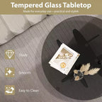 Table basse en verre, table basse ronde avec cadre en métal géométrique, table basse moderne minimaliste pour la décoration