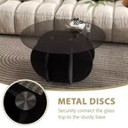 Table basse en verre, table basse ronde avec cadre en métal géométrique, table basse moderne minimaliste pour la décoration