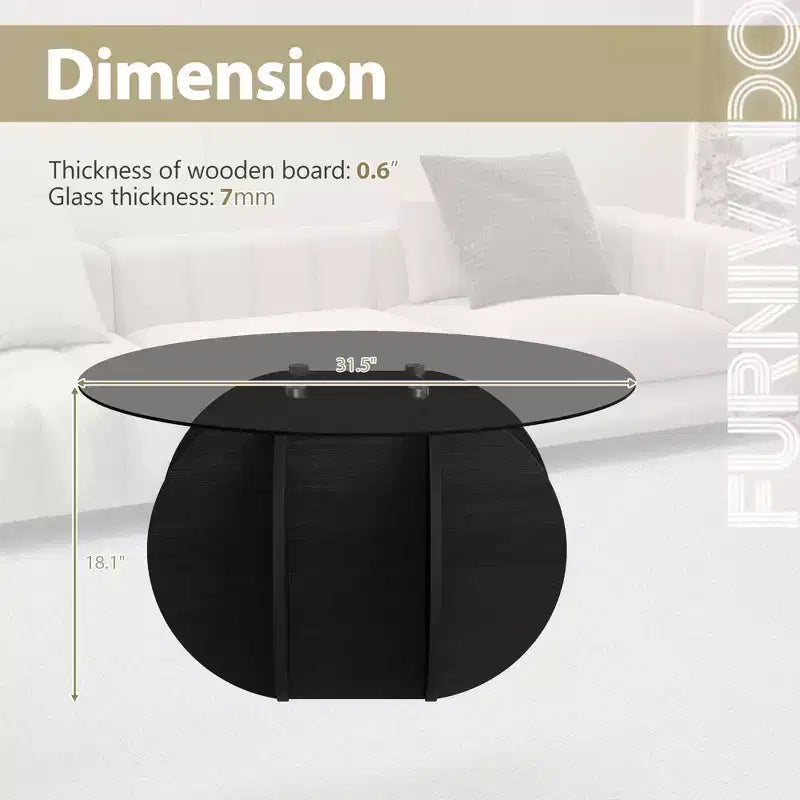 Table basse en verre, table basse ronde avec cadre en métal géométrique, table basse moderne minimaliste pour la décoration