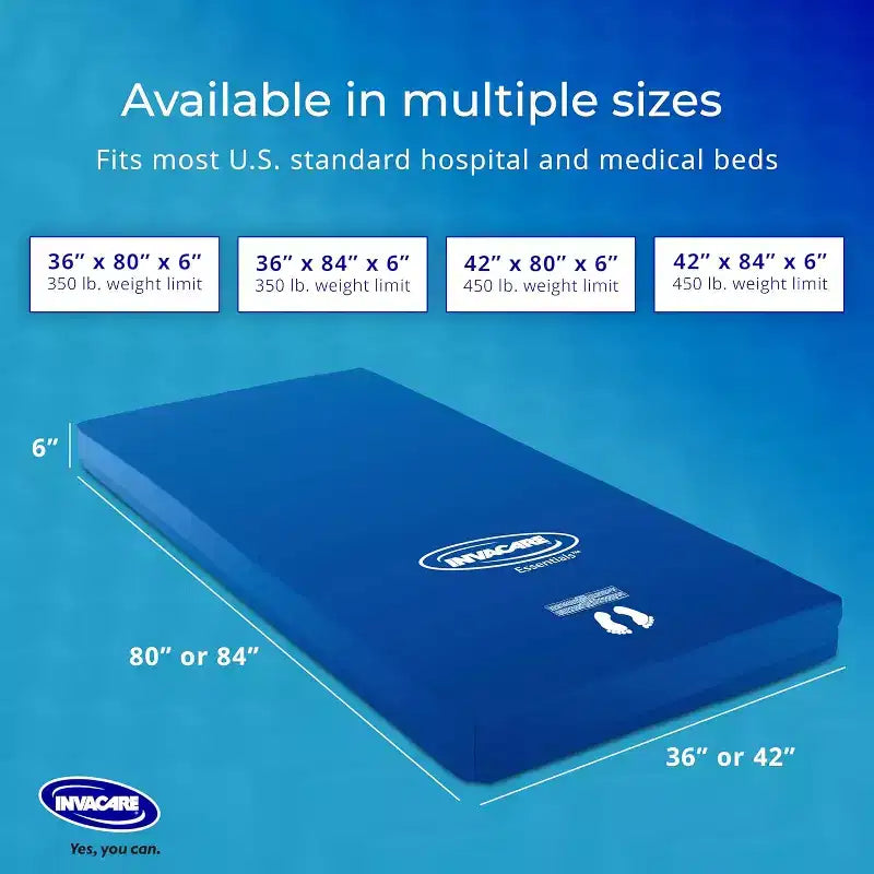 Matelas de lit d'hôpital Invacare avec housse amovible résistante aux fluides et cellules profilées