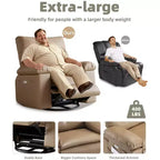 Fauteuil inclinable surdimensionné avec pivotant à 360°, fonction bascule, fonction massage et télécommande incluse pour salons et chambres, beige