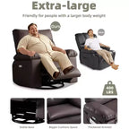 Fauteuil inclinable surdimensionné avec pivotant à 360°, fonction bascule, fonction massage et télécommande incluse pour salons et chambres, beige