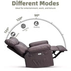 Fauteuil inclinable surdimensionné avec pivotant à 360°, fonction bascule, fonction massage et télécommande incluse pour salons et chambres, beige