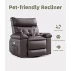 Fauteuil inclinable surdimensionné avec pivotant à 360°, fonction bascule, fonction massage et télécommande incluse pour salons et chambres, beige