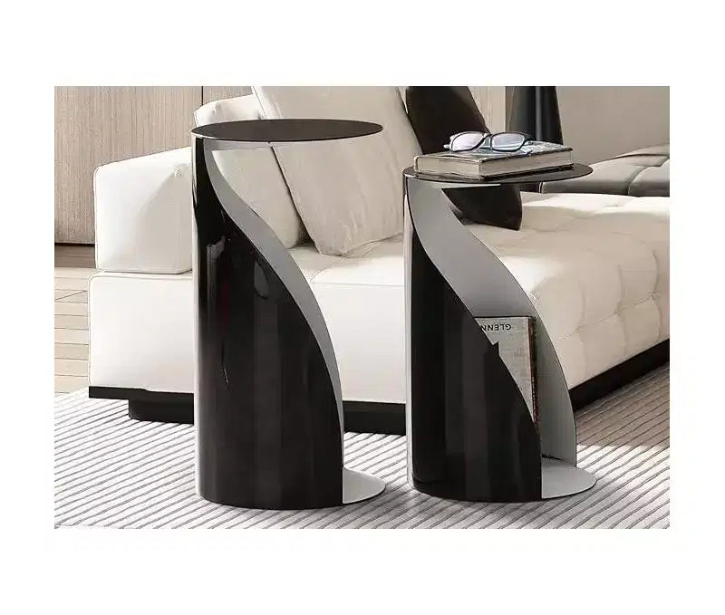 HomeStock Table d'appoint ronde en métal noir de 38,1 cm de haut - 1 pièce