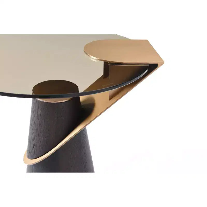 HomeStock Table d'appoint ronde en acier inoxydable de couleur or de 45 po de hauteur - 1 pièce
