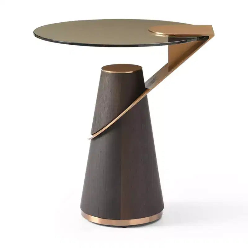 HomeStock Table d'appoint ronde en acier inoxydable de couleur or de 45 po de hauteur - 1 pièce