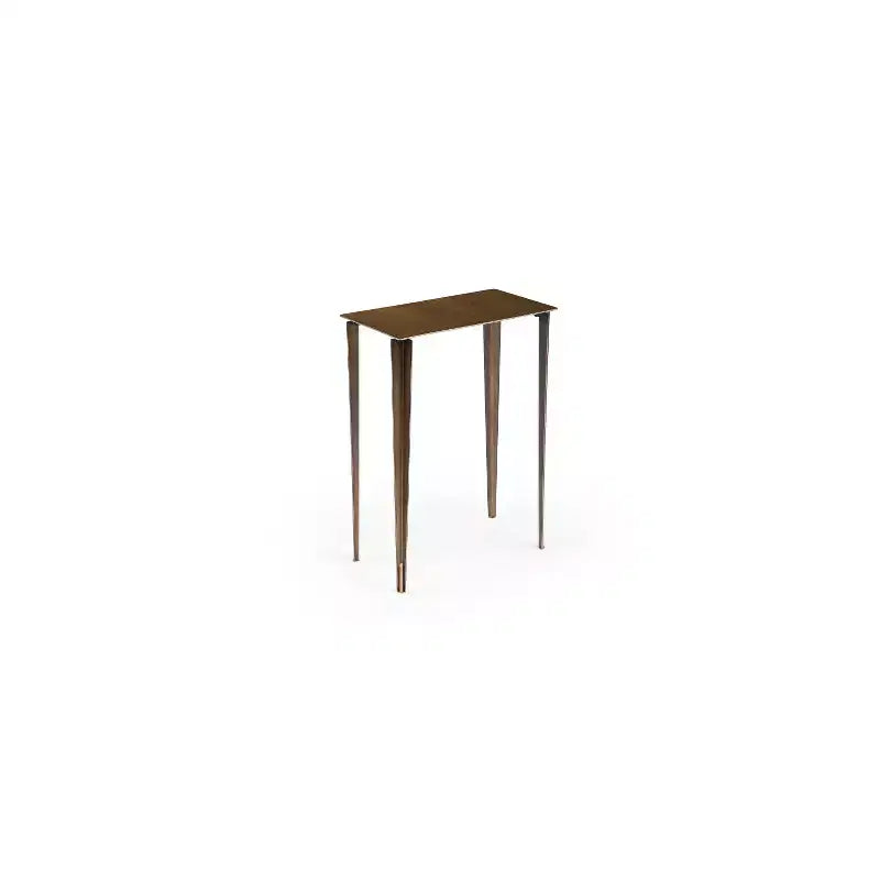 Table d'appoint gigogne Nia HomeStock, grand modèle, plateau en métal bronze brossé, piètement en métal bronze brossé et or
