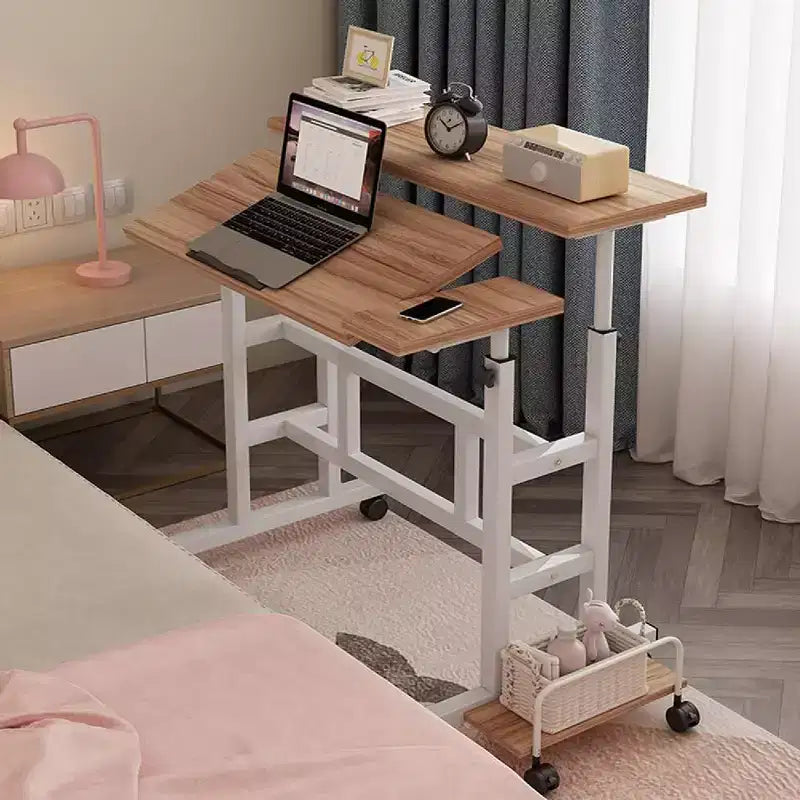 COZONY Petite table de bureau réglable, poste de travail mobile roulant avec roulettes, table d'ordinateur portable pour bureau à domicile, école, tapis de course