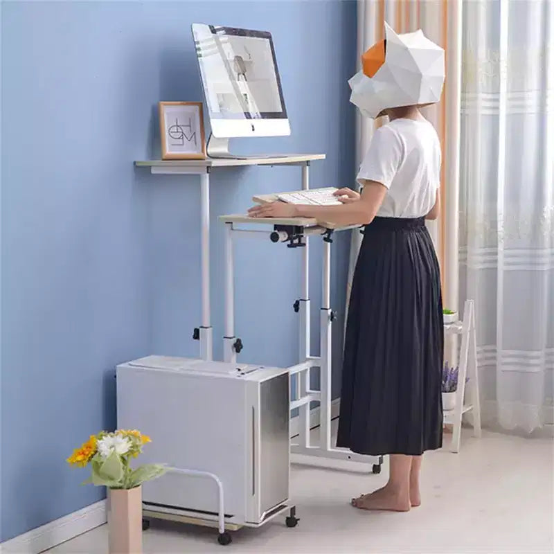 COZONY Petite table de bureau réglable, poste de travail mobile roulant avec roulettes, table d'ordinateur portable pour bureau à domicile, école, tapis de course