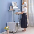 COZONY Petite table de bureau réglable, poste de travail mobile roulant avec roulettes, table d'ordinateur portable pour bureau à domicile, école, tapis de course