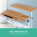 COZONY Petite table de bureau réglable, poste de travail mobile roulant avec roulettes, table d'ordinateur portable pour bureau à domicile, école, tapis de course