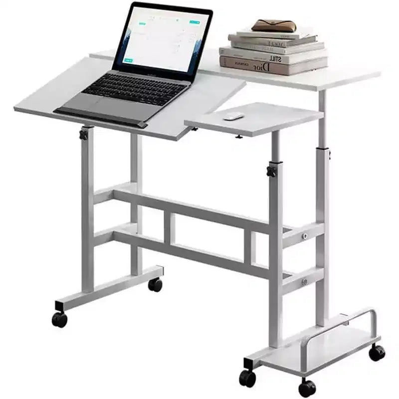 COZONY Petite table de bureau réglable, poste de travail mobile roulant avec roulettes, table d'ordinateur portable pour bureau à domicile, école, tapis de course