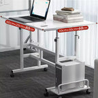 COZONY Petite table de bureau réglable, poste de travail mobile roulant avec roulettes, table d'ordinateur portable pour bureau à domicile, école, tapis de course