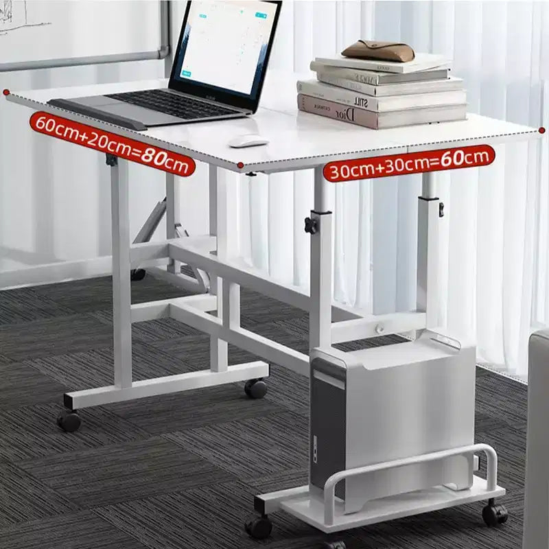 COZONY Petite table de bureau réglable, poste de travail mobile roulant avec roulettes, table d'ordinateur portable pour bureau à domicile, école, tapis de course