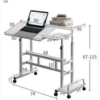 COZONY Petite table de bureau réglable, poste de travail mobile roulant avec roulettes, table d'ordinateur portable pour bureau à domicile, école, tapis de course