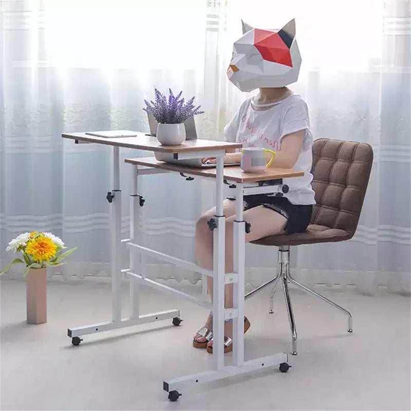 COZONY Petite table de bureau réglable, poste de travail mobile roulant avec roulettes, table d'ordinateur portable pour bureau à domicile, école, tapis de course