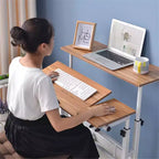 COZONY Petite table de bureau réglable, poste de travail mobile roulant avec roulettes, table d'ordinateur portable pour bureau à domicile, école, tapis de course