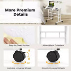 COZONY Petite table de bureau réglable, poste de travail mobile roulant avec roulettes, table d'ordinateur portable pour bureau à domicile, école, tapis de course