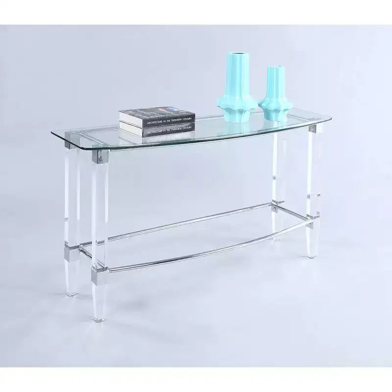 Chintaly Imports, Table d'appoint contemporaine rectangulaire à plateau en verre
